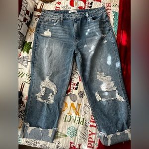 Flying monkey High rise tattered straight jeans 32 # y3988